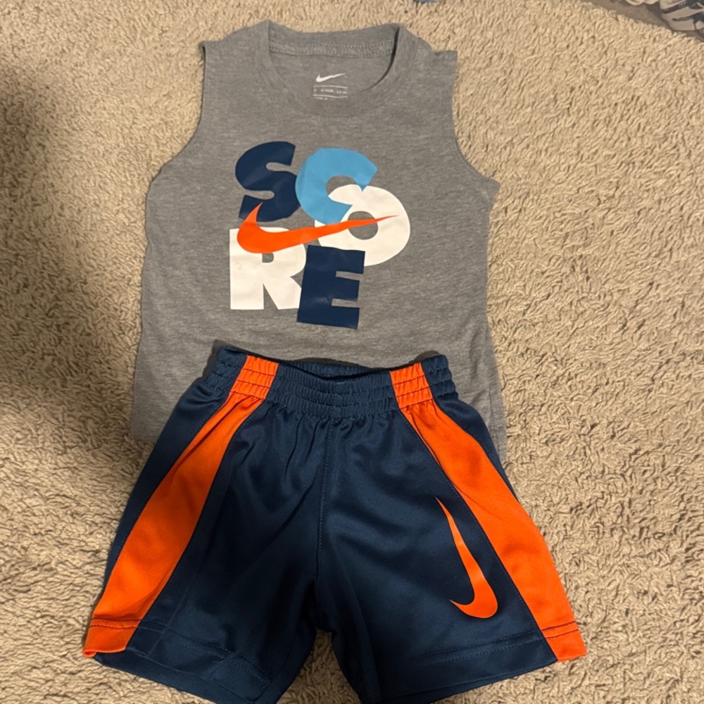 Nike Gray Tank with Navy and Orange Shorts